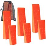 6 Pack Tree Felling Wedges with Spikes for Safe Tree Cutting – 3 Each of 8” and 5.5” Wedges with Storage Bag; 6 Felling Dogs to Guide Trees Stabilize and Safely to Ground for Loggers and Fallers