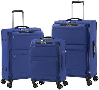 LIGHTGO 3-Piece SetSoftside Luggage Collection, Expandable Design with Smooth 360° Spinner Wheels, 20"/24"/28" Sizes for Weekend Getaways to Extended Trips (Navy Blue)