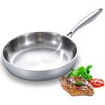 DELARLO Stainless Steel Frying Pan 11.6 inch, All Stove Safe Up to 600℉, Fast Even Heat, Tri-Ply Stainless Steel Cookware, Full Clad and Heavy Duty,18/10 Cooking Surface