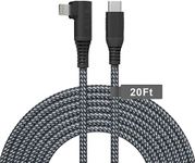 Extra Long Charger Cable 20Ft/6M 90 Degree USB-C to Lightning Cable Power Delivery Fast Charging iPhone Cable Nylon Lightning Cord for i-Phone 13 12 11 Pro Max/X//8, Pad 8th 2020, AirPods Pro