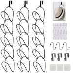 LINFIDITE 15 Pack Hat Rack Hanger Organizer Closet Hanging Baseball Cap Display Storage Rack Over Door Wall Mounted for Scarves Handbags Towels Clothes Ties w Hanging Hook Black