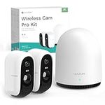 Home Security Camera Wireless Outdoor, WUUK 2K Battery Camera Surveillance Exterieur WiFi w/32GB Base Station, No Monthly Fee, Supports 2.4/5Ghz, Color Night Vision, Alexa & Google Compatible