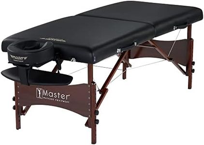 Master Massage Newport Portable Massage Table Package with Denser 2.5" Cushion, Walnut Stained Hardwood, Steel Support Cables, Pillows & Accessories, Black, 30"