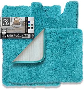 Clara Clark Bathroom Rugs, Ultra Soft Shaggy Bath Rugs - Bath Mats for Bathroom, Machine Wash, Non Slip Backing Rubber, 3 Piece Bathroom Rug Set, Teal