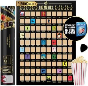Me Time Joy 100 Movies Scratch Off Poster- Bucket List Poster- Quality Easy Off Gold Foil with Scratching Tool - 16.5 x 23.4 in