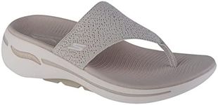 Skechers Women's GO Walk Arch FIT Weekender Sandal, Natural Textile, 8 UK