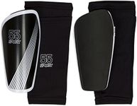55 Sport Vortex Pro Adult & Junior Protective Football Shin Guards with Compression Sleeve - Black - M