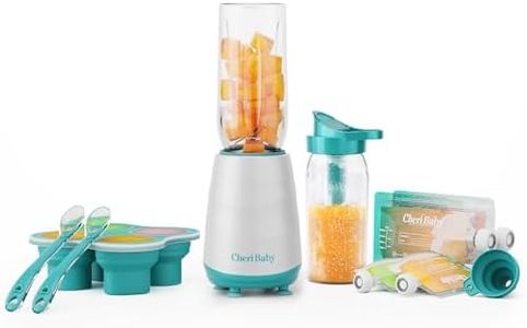 CheriBaby 15-in-1 Baby Food Maker System – Food Processor Blender Set for Baby Puree, Fruit, Vegetable, Meat, with Containers, Icicle, Reusable Food Pouch, Freezer Tray and Silicone Spoons, 20-Oz