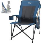 Portal Folding Camping Chair for Adults with Lumbar Support Heavy Duty 180KG High Back Garden Festival Picnic Chair Hard Armrests Deluxe Foldable Collapsible Portable for Fishing Beach Patio