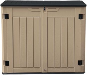 DWVO 35 Cuft Outdoor Horizontal Storage, Waterproof Resin Storage Shed with Floor and Multiple Accesses for Garden Tools, Easy Assembly, Brown (No Shelf Included)