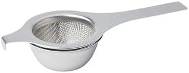 Avanti Deluxe Double Weave Mesh Tea Strainer with Handle and Drip Bowl, Silver