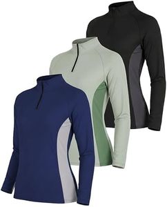3 Pack: Womens Quarter 1/4 Zip Pullover Plus Size Long Sleeve Shirt Quick Dry Dri Fit Yoga 1/2 Zip Athletic Ladies Active Gym Workout Top Golf UPF Hiking Outdoor Sports Exercise Running Set 12, 2X