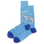 Hot Sox Men's Fun Pop Culture & Celebration Crew 1 Pair Pack-Cool & Funny Conversation Starter Novelty Fashion Socks, Nailed It Hammerhead (Turquoise), 6-12