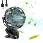 Gobesty Clip Fan, Clip on Fan for Bed, USB Pram Fan, Mini Cooling Clip Fan,Quiet Stepless Speed Regulation 360° Rotation, Portable Desk Fan with Clip for Office Home Stroller Car