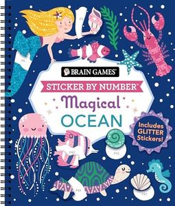 Brain Games - Sticker by Number: Magical Ocean: Includes Glitter Stickers!