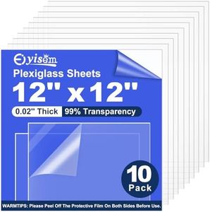 Eiyisem 10 Pcs PET/Plexiglass Sheets, Clear Flexible Plastic Sheet Transparent PET Sheet for Painting, Crafts, Arts, Picture Frames, Signs, DIY Display Project -12''×12" (30cm x 30cm)-0.02''(0.5mm)