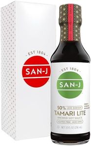 San-J - Gluten Free Tamari Lite Soy Sauce with 50% Less Sodium - Made with 100% Soy - Specially Brewed - 10 oz. Bottle