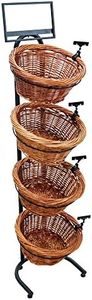 Mobile Merchandisers K1430-4B-MB 4-Tier 4 Round Willow Basket Display with Sign Frame and Sign Clips