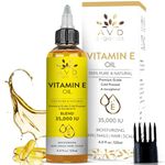 AVD Organics Vitamin E Oil for Hair | 100% Pure & Natural, 35,000 IU | Premium Grade, Cold-Pressed and Tocopherol Vitamin E Oil for Skin & to Repair Dry, Damaged Skin | Moisturizing, Hair and Scalp 4.05 Fl Oz