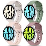 Strap for Samsung Galaxy Watch 6/Watch5 40mm 44mm/Watch 5 Pro 45mm for Women Men, 20mm Adjustable Silicone Replacement Band for Galaxy Active 2/Galaxy Watch 3 (4-PACK, Small for 130mm - 175mm Wrist)