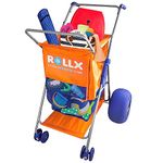 RollX Foldable Storage Wagon Beach Cart 12 inch Balloon Wheels - ( Pump Included ) (Orange)