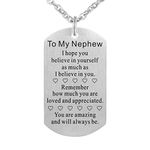 FALOGIJE To My Nephew Dog Tag Necklace from Aunt Uncle Best Birthday Keychain Gifts, Metal