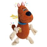 Foodie Puppies Dog Squeaky Plush Rope Toy - (Brown Scooby Plush Toy) | Crinkle, Non-Toxic, Stuffed, Teething, Chewing, Playing, & Tug-of-War | for Small Dogs and Puppies (Size: 22cm)