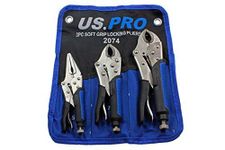 US PRO Tools 3pc Soft Grip Locking Pliers Set 6.5, 7, 10" Mole Grips 2074