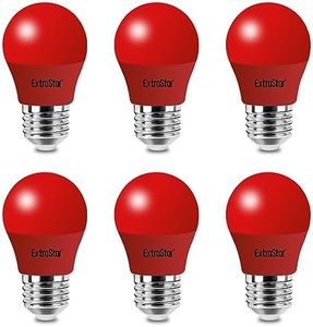 EXTRASTAR Ampoule LED Couleur E27 4W équivalente 40W AC 220V-240V, Ampoules Guirlande Couleur LED G45, orange rouge jaune bleu vert pour lumières de Noël de patio extérieur (rouge, lot de 6)