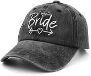 LOKIDVE Bride Baseball Cap Embroidered Washed Cotton Denim Hat for Wedding Party Black