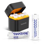 Tanatare Rechargeable AA Lithium Batteries 8 Pack with Fast Charger,1.5V Constant Output 3000mWh Low Self Discharge AA Li-ion Battery