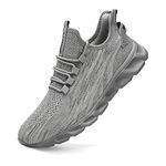 EGMPDA Men Walking Sports Shoes Running Gym Fashoin Sneakers Slip On Jogging Training Shoes Athletic Fitness Breathable Shoes Soft Comfortable Casual Lightweight Sneakers Gray 41