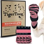 DOK TigerToes Premium Non-Slip Dog Socks for Hardwood Floors - Extra-Thick Grip That Works Even When Twisted - Prevents Licking, Slipping, and Great for Dog Paw Protection (Small, Sassy Pink)