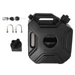 zilitol 5L Liters Black Fuel Tank Can Car Motorcycle Spare Petrol Oil Tank Backup Jerrycan with Lock & Key, Heavy Duty Plastic Gasoline Storage Container