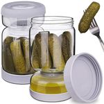 Homnoble Pickle Jar, Pickle and Olive Hourglass Jar Pickle Juice Separator from Wet and Dry, Upgrade Food-grade ABS Lid and BPA Free Hourglass Pickle Jar for Airtight Food Storage 2 Pack