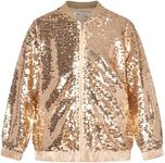 GRACE KARIN Girls Jacket Gold Sequin Outwear Long Sleeve Shinny Party Outwear Cardigan Outfits Size 5-6