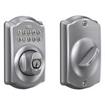 Schlage BE365 CAM 626 Camelot Keypad Deadbolt, Electronic Keyless Entry Lock, Satin Chrome