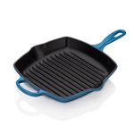 LE CREUSET Womens Signature Cast Iron Square Grillit - Marseille Blue, 26 cm