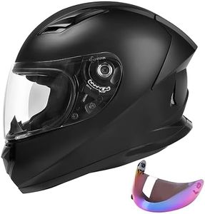 JAGASOL DOT Lightweight Full Face Motorcycle Street Bike Helmets with Extra Tinted Visor for Adults Men and Women, DOT Approved(Matte Black,L)