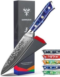 SANMUZUO 5 Inch Kitchen Utility Knife - Xuan Series - VG10 Damascus Steel Kitchen Knives - Resin Handle (Sapphire Blue)