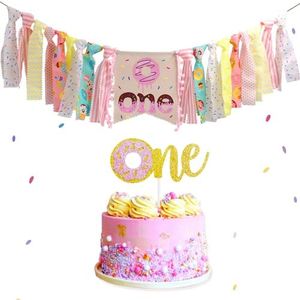 Donut High Chair Banner for 1st Birthday Party Decorations - Photo Booth Props, Birthday Gifts and Souvenir for First Baby Girl