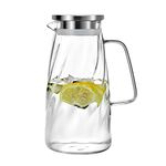 Vzaahu Glass Pitcher with Lid Carafe 1.7 Liter 57 Ounces Borosilicate Teapot for Iced Water Tea Jar Juice Jug Coffee Milk