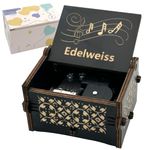 Edelweiss Wind Up Music Box, Vintage Engraved Wood Mechanism Musical Gifts for Birthday Mother's Valentine's Day Christmas Thanksgiving