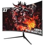 Gawfolk 27 Inch 165hz/180HZ Curved Gaming Monitor Full HD 1080P 1800R Frameless Computer Monitor, 1ms GTG with FreeSync,Low Motion Blur, Eye-Care Technology, Support VESA, DP, HDMI Port (Black)