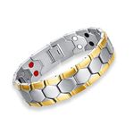 Charismatic Care Bio Magnetic Therapy Double Ton Titanium Metal Bracelett (Silver & Gold)