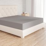 Amazon Basics Bedding Soft Microfibre King Size Fitted Sheet with 12 inch (30 cm) Deep Pocket, 150 x 200 cm, Dark Grey
