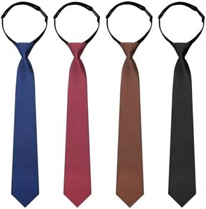 Luckyvestir 4Pcs Ties for Boys Kids Neckties Pre-tied Adjustable Zipper Skinny Neckties for School Uniforms Graduation