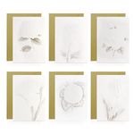 Yitexin 5 x 7 in Floral Cards, Cardstock Flower with 3D Sketch Appearance, Blank Stationary Cards and Envelopes, for Wedding Card, Writing Card, Birthday Card (6 Styles)