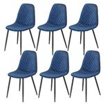 AINPECCA Set of 6 Velvet Dining Chairs Fabric Upholstered seat with Metal Legs Dressing Lounge Home (Blue, 6)