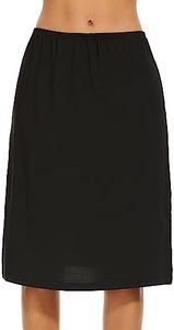 MANCYFIT Women's Half Slips for Under Dresses Non Cling Under Skirt Slips with Single Side Slits Black 3X-Large